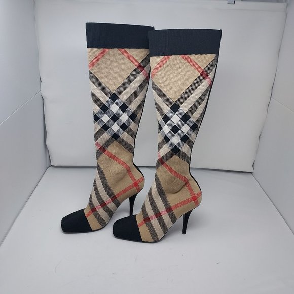 Burberry Dolman Checked Stretch-Cotton Boots - Picture 6 of 10